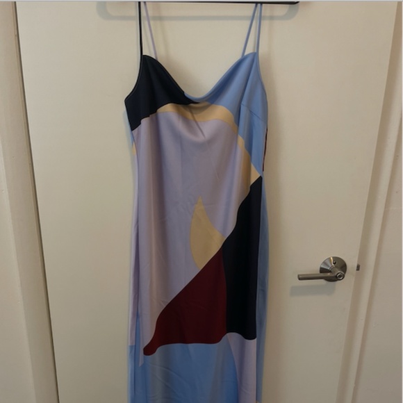 J. Crew Collection Abstract Pattern Satin Midi Dress- Size 6 - Picture 1 of 8